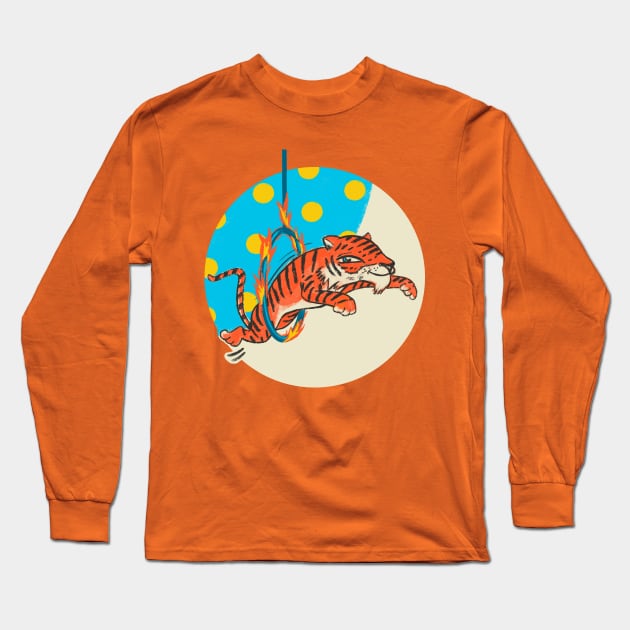 Circus Tiger Long Sleeve T-Shirt by ilaamen